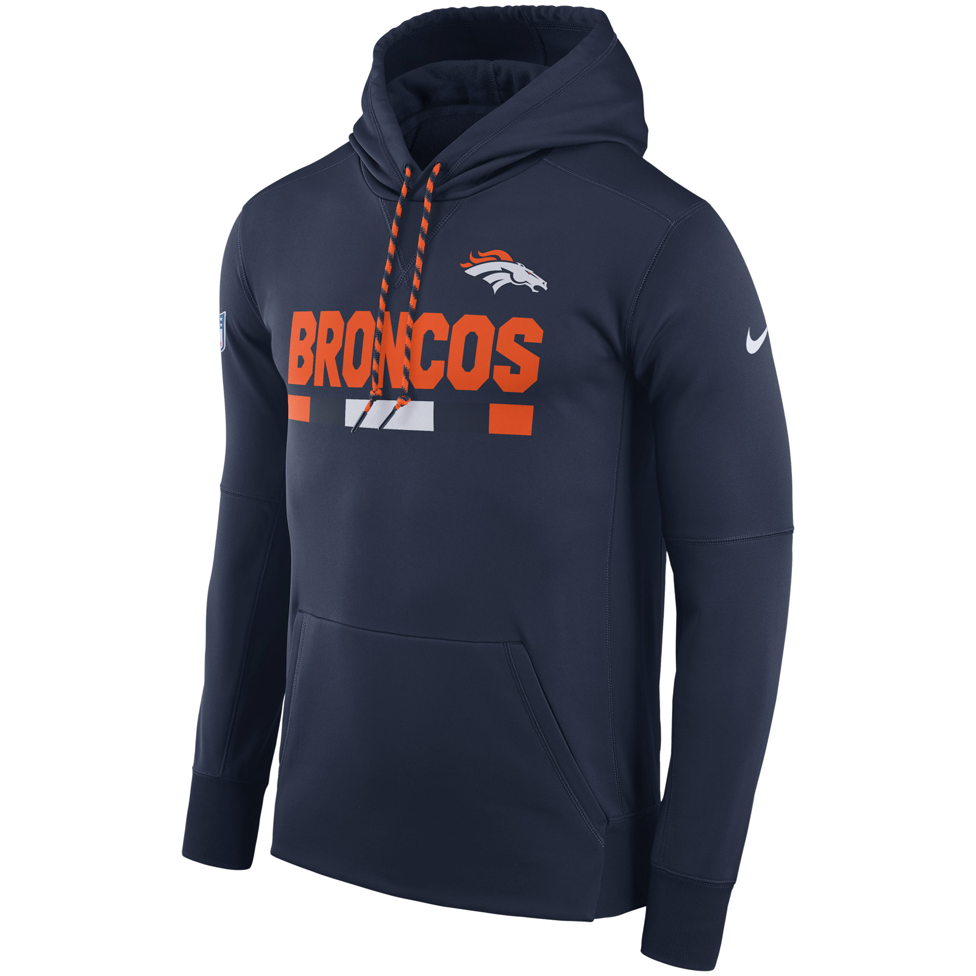 NFL Men Denver Broncos Nike Navy Sideline ThermaFit Performance PO Hoodie